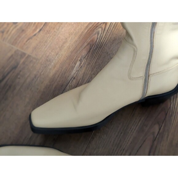 Zara Boot Womens Size 40/9.5 US Cream Square Toe Heel Western - Picture 5 of 7